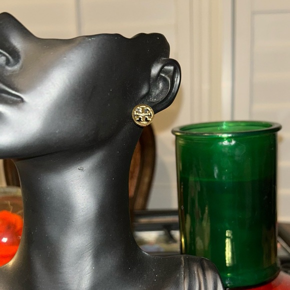 Tory Burch Miller Gold toneLogo Stud Earrings - Picture 9 of 10